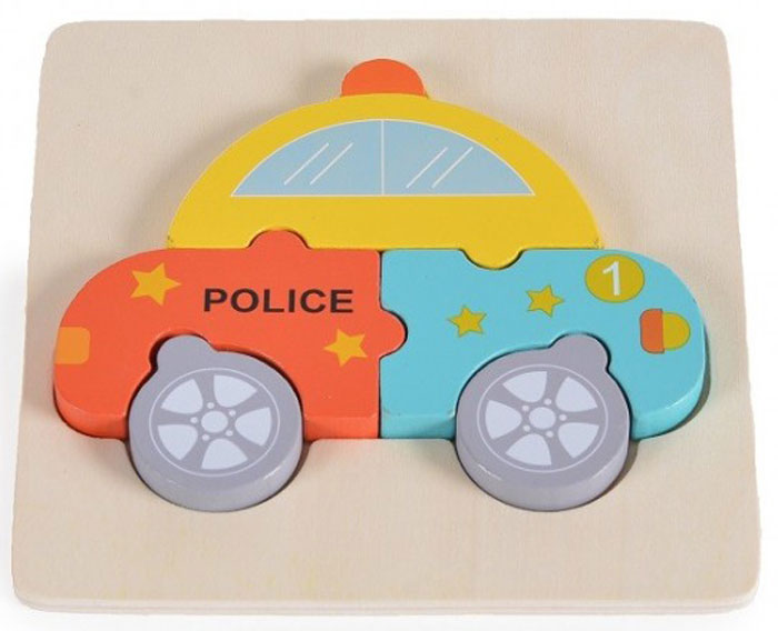 Puzzle carro policia em madeira 6 peças Moni