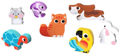 Puzzle animais estimação 8 peças em madeira Tooky Toy