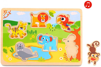 Puzzle animais com sons em madeira Tooky Toy