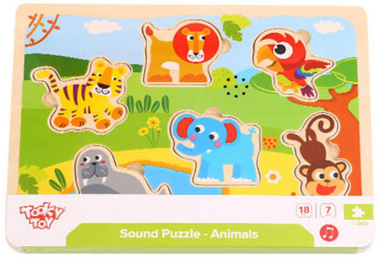 Puzzle animais com sons em madeira Tooky Toy