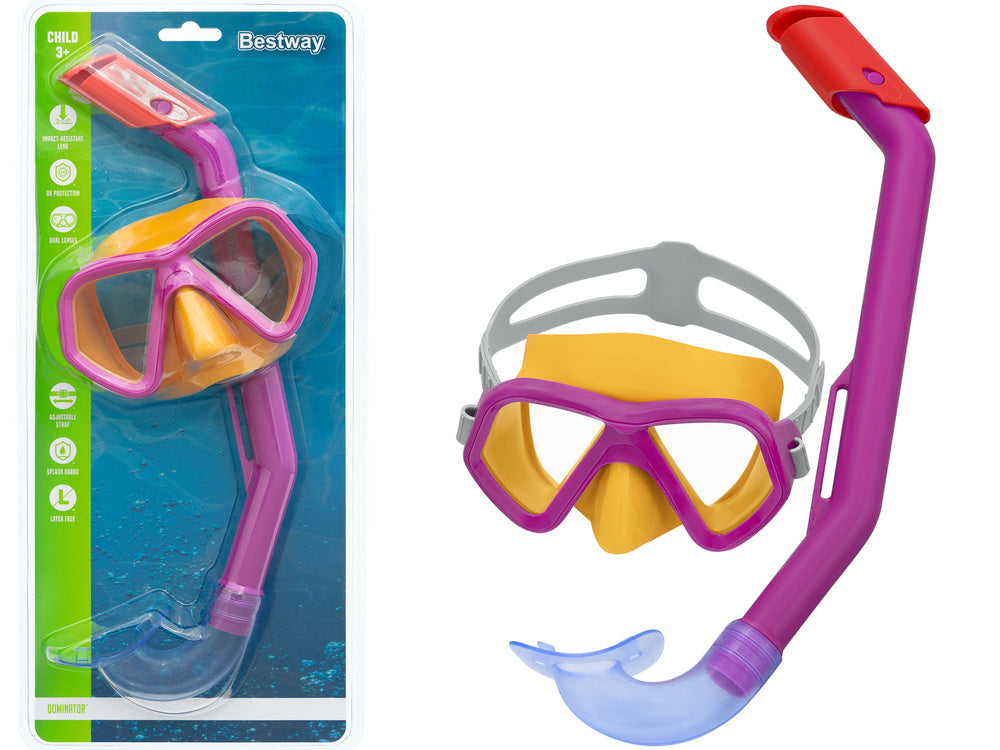 Conjunto Máscara e Tubo Bestway Dominator Roxo e Amarelo