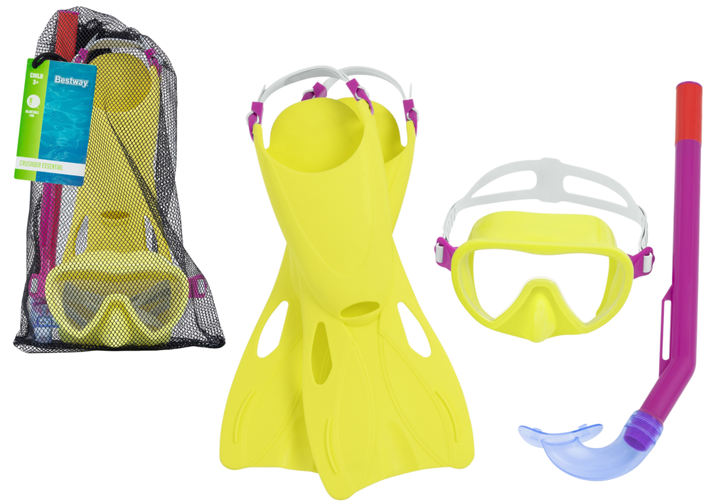 Conjunto mergulho amarelo máscara barbatanas tubo Bestway