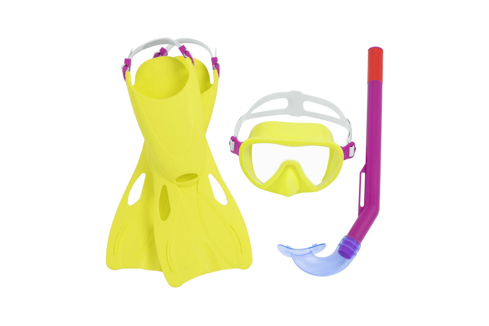 Conjunto mergulho amarelo máscara barbatanas tubo Bestway