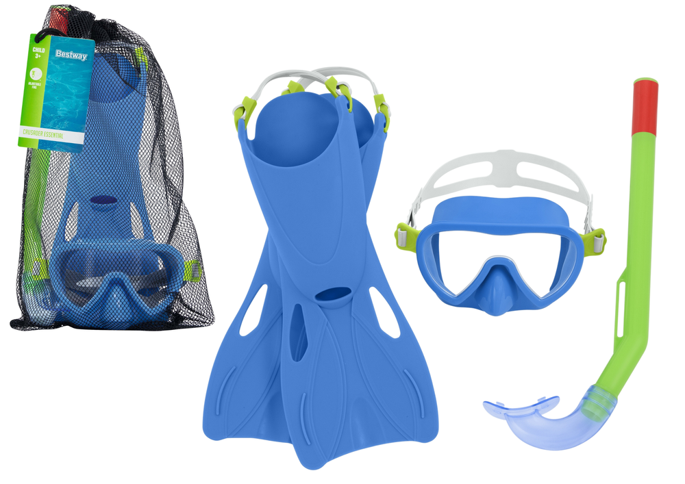 Conjunto de Mergulho Bestway Azul e Verde com Barbatanas, Máscara e Tubo