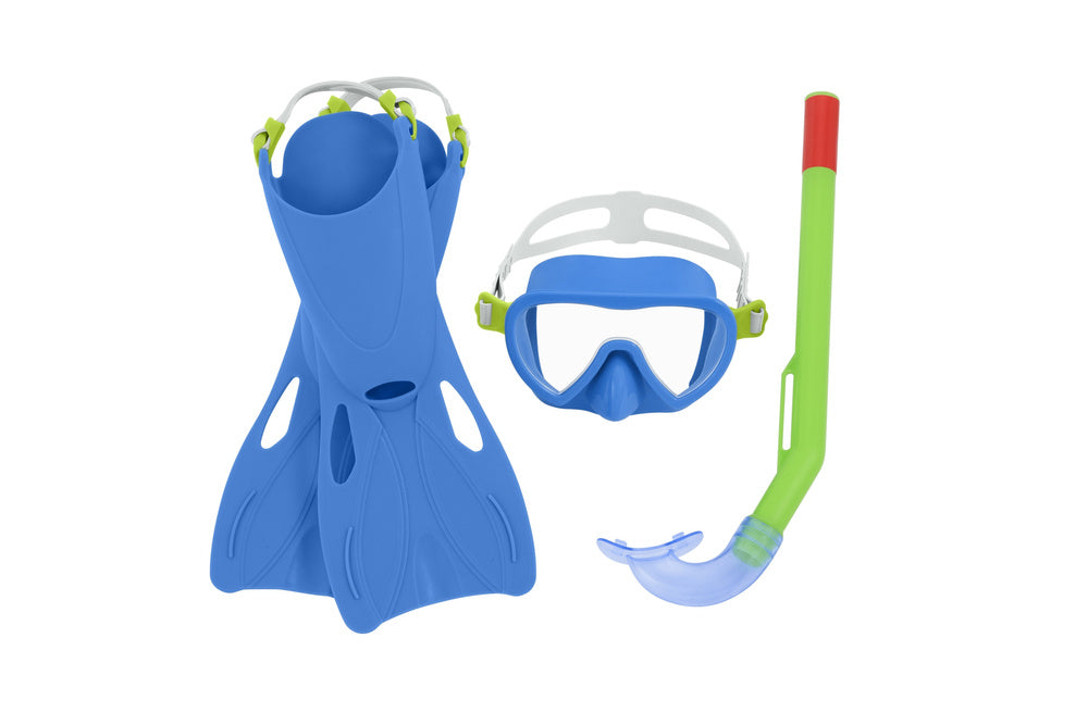 Conjunto de Mergulho Bestway Azul e Verde com Barbatanas, Máscara e Tubo