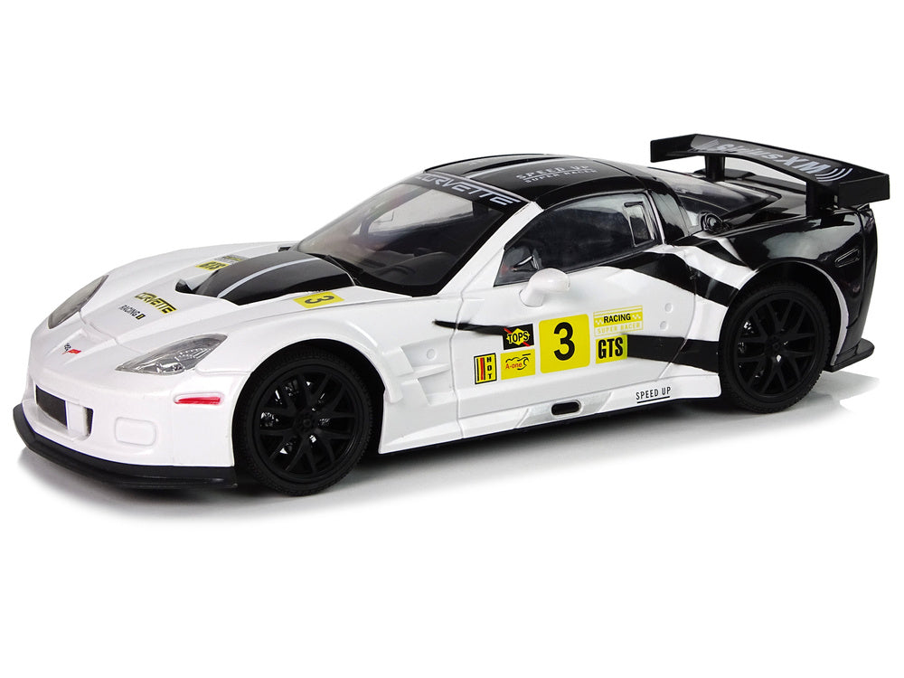 Carro telecomandado Corvette C6.R branco 1:18 luzes 2.4G