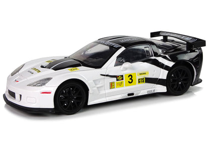 Carro telecomandado Corvette C6.R branco 1:18 luzes 2.4G