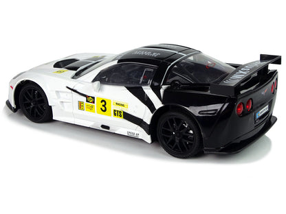 Carro telecomandado Corvette C6.R branco 1:18 luzes 2.4G