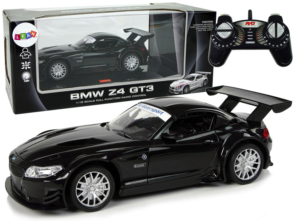 Carro telecomandado BMW Z4 GT3 preto 1:18 luzes 2.4G