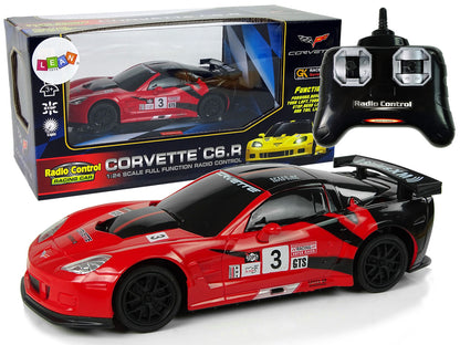Carro telecomandado Corvette C6.R vermelho 1:24 luzes 2.4G