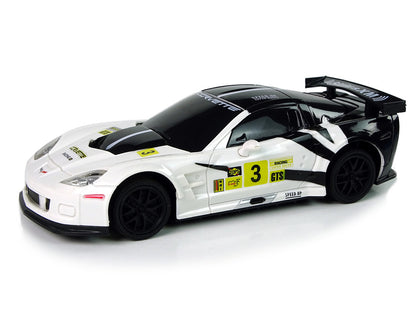 Carro telecomandado Corvette C6.R branco 1:24 luzes 2.4G