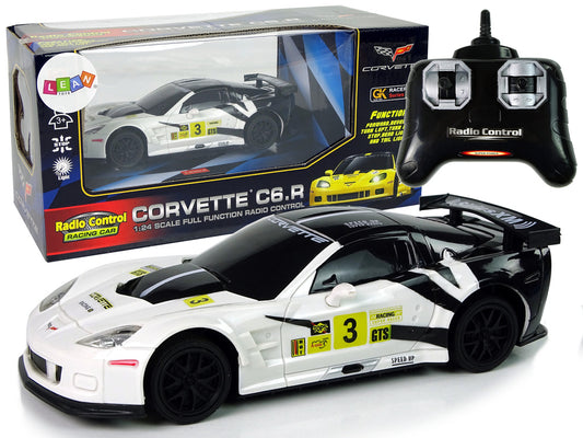 Carro telecomandado Corvette C6.R branco 1:24 luzes 2.4G
