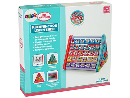 Prateleira educativa triangular contadores letras objetos animais