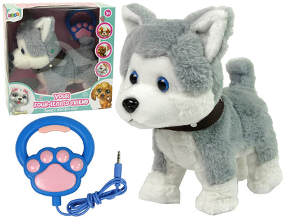 Cão peluche interativo com trela sons e caminhada