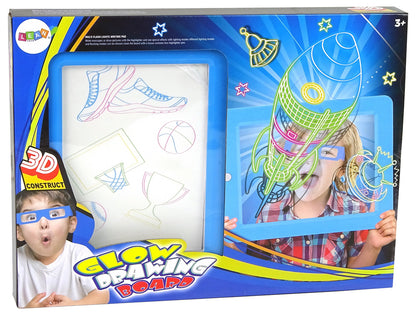 Quadro mágico 3D neon branco azul