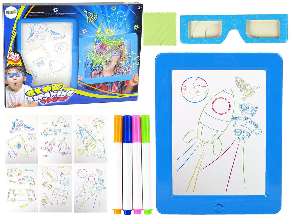 Quadro mágico 3D neon branco azul