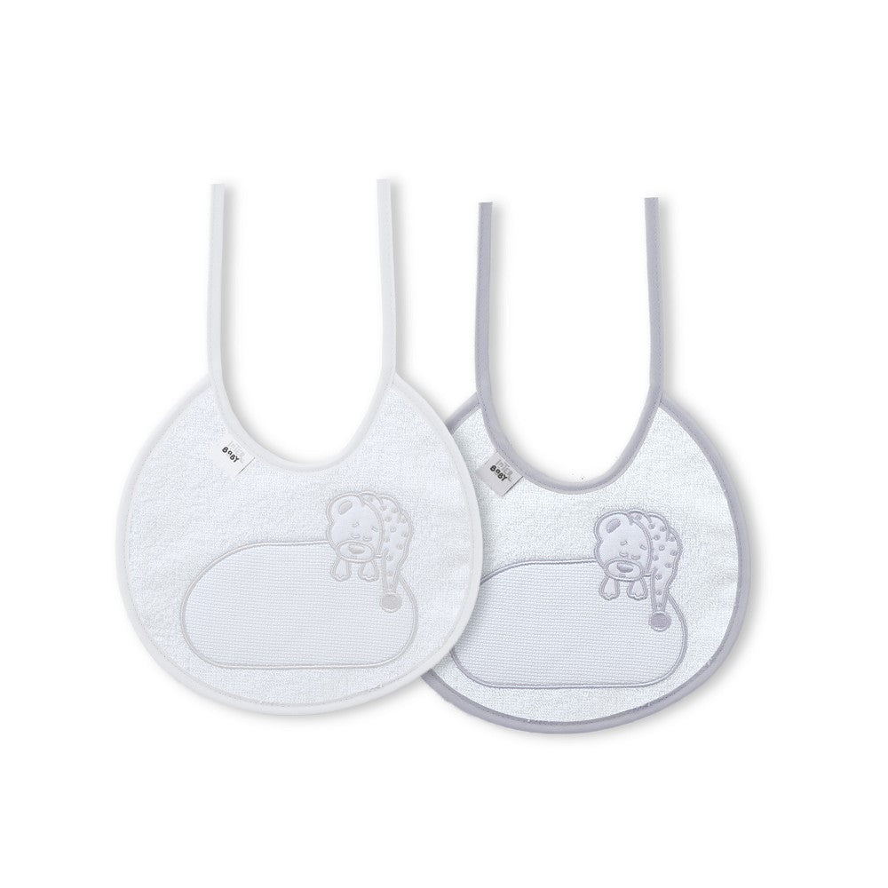 Babete (Pack 2 Unidades) 100% Algodão Cinza & Branco A Interbaby