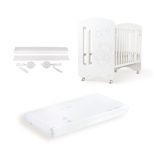 Berço Branco Premium + Colchão + Kit Co-sleep Interbaby