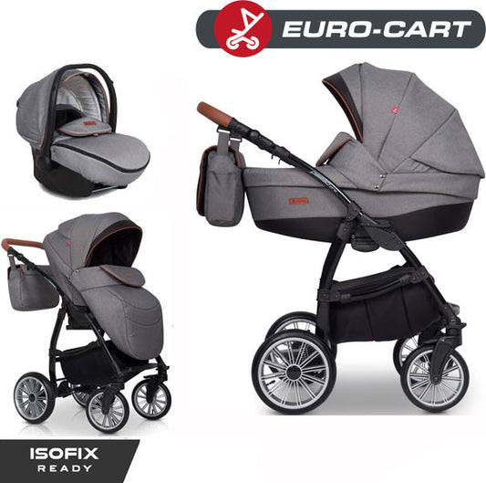 EURO-CART - Carrinho multifuncional PASSO PRO + Grupo 0+ ISOFIX READY Anthracite