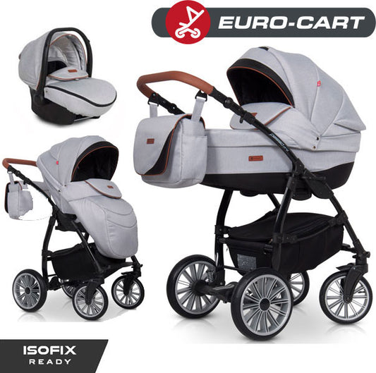 EURO-CART - Carrinho multifuncional PASSO PRO + Grupo 0+ ISOFIX READY Grey Fox