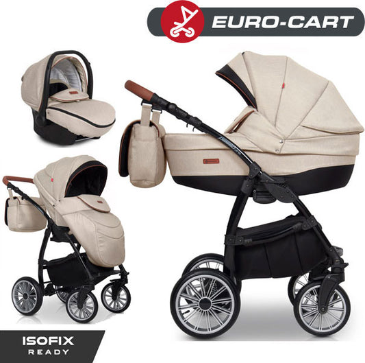 EURO-CART - Carrinho multifuncional PASSO PRO + Grupo 0+ ISOFIX READY Latte