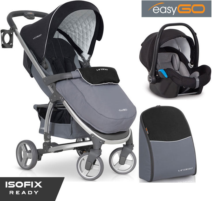 EASYGO - Carrinho multifuncional VIRAGE + STARTER 0+ ISOFIX READY Carbon