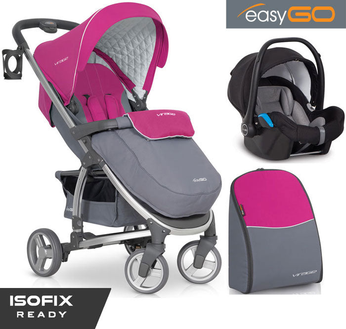 EASYGO - Carrinho multifuncional VIRAGE + STARTER 0+ ISOFIX READY Fuchsia