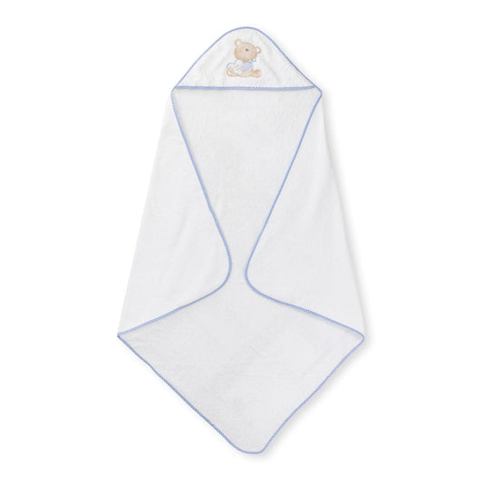 Toalha de banho 100X100 Algodão Terry+Escova&Comb Love You Branco/Azul Interbaby