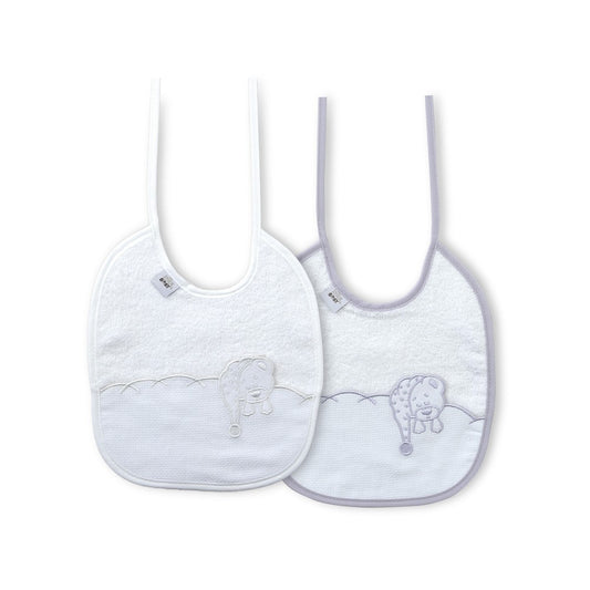 Babete (Pack 2 Unidades) 100% Algodão Cinza & Branco F Interbaby