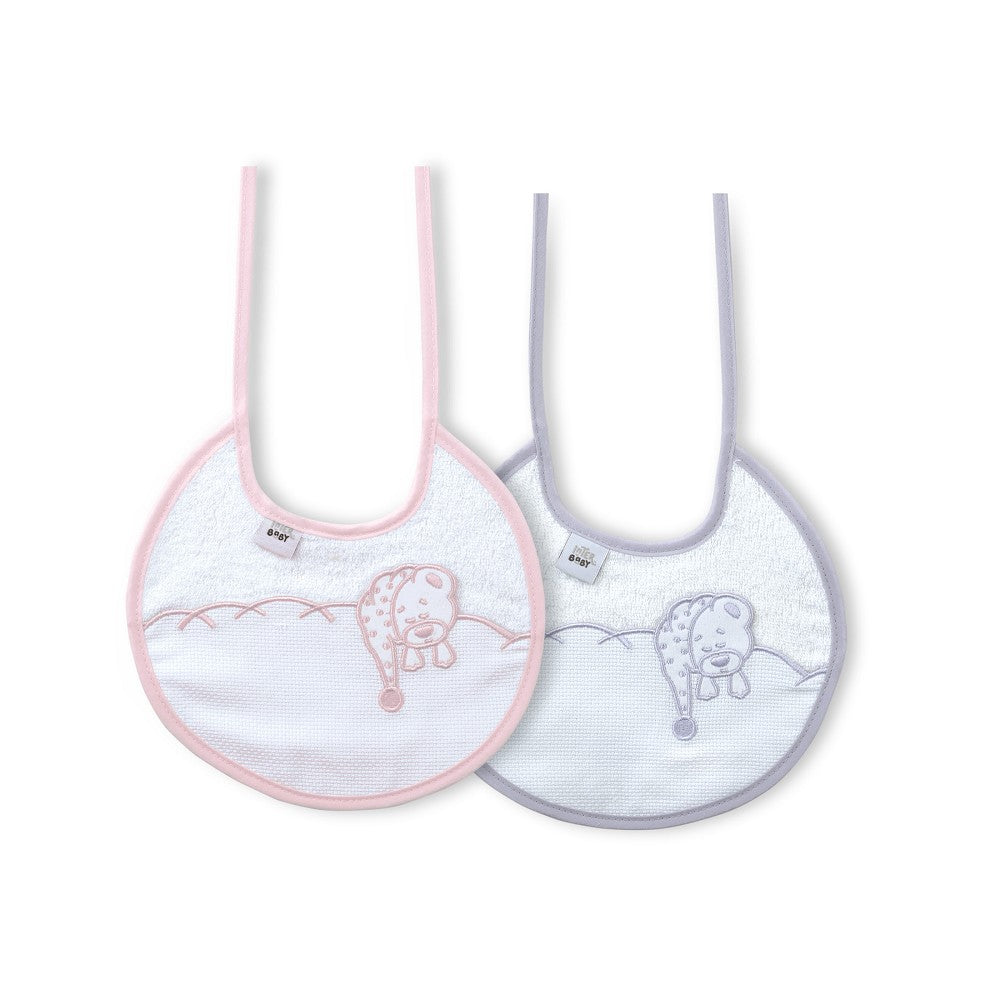 Babete (Pack 2 Unidades) 100% Algodão Cinza & Rosa E Interbaby