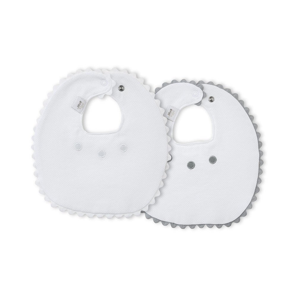 Babete (Pack 2 Unidades) 100% Algodão Cinza & Branco M Interbaby