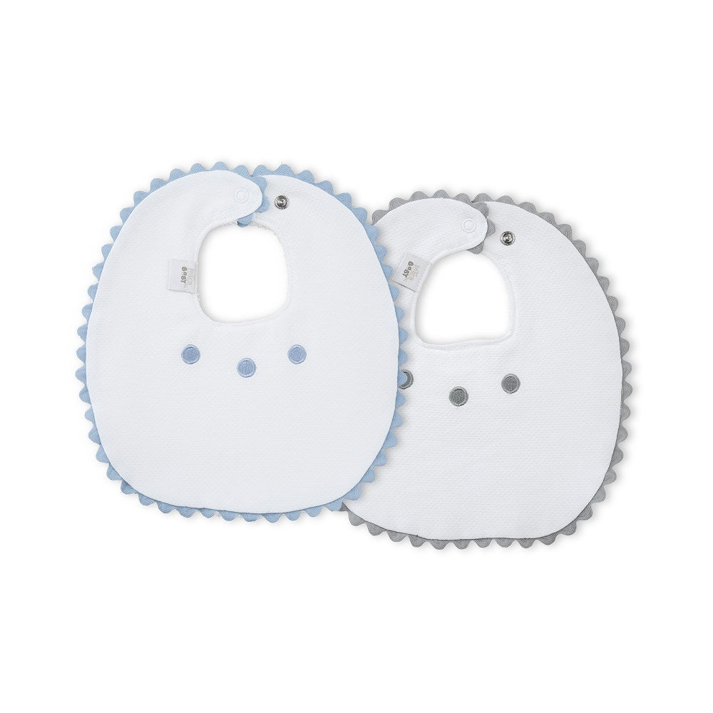 Babete (Pack 2 Unidades) 100% Algodão Cinza & Azul K Interbaby