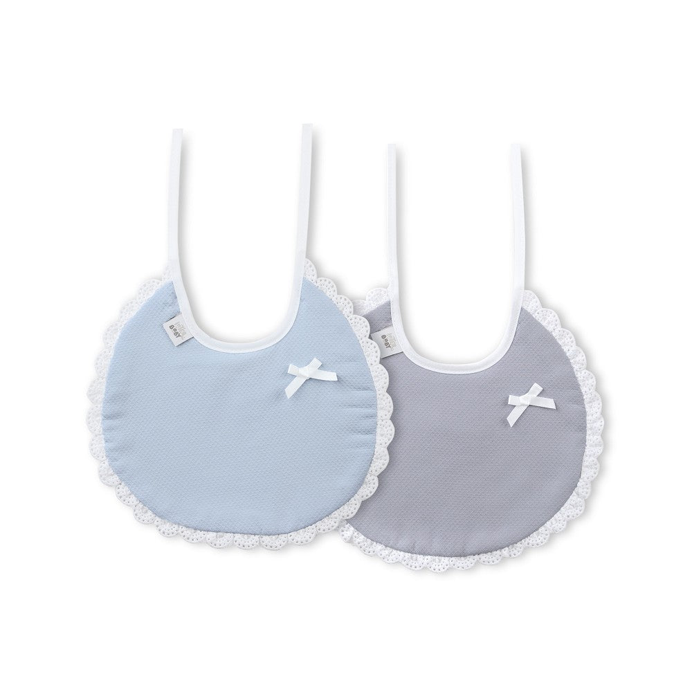 Babete (Pack 2 Unidades) 100% Algodão Cinza & Azul M Interbaby