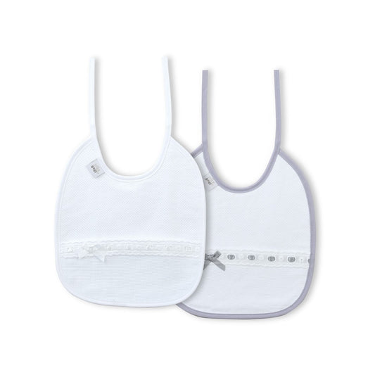 Babete (Pack 2 Unidades) 100% Algodão Cinza & Branco J Interbaby
