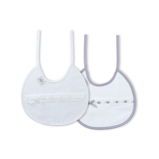 Babete (Pack 2 Unidades) 100% Algodão Cinza & Branco H Interbaby