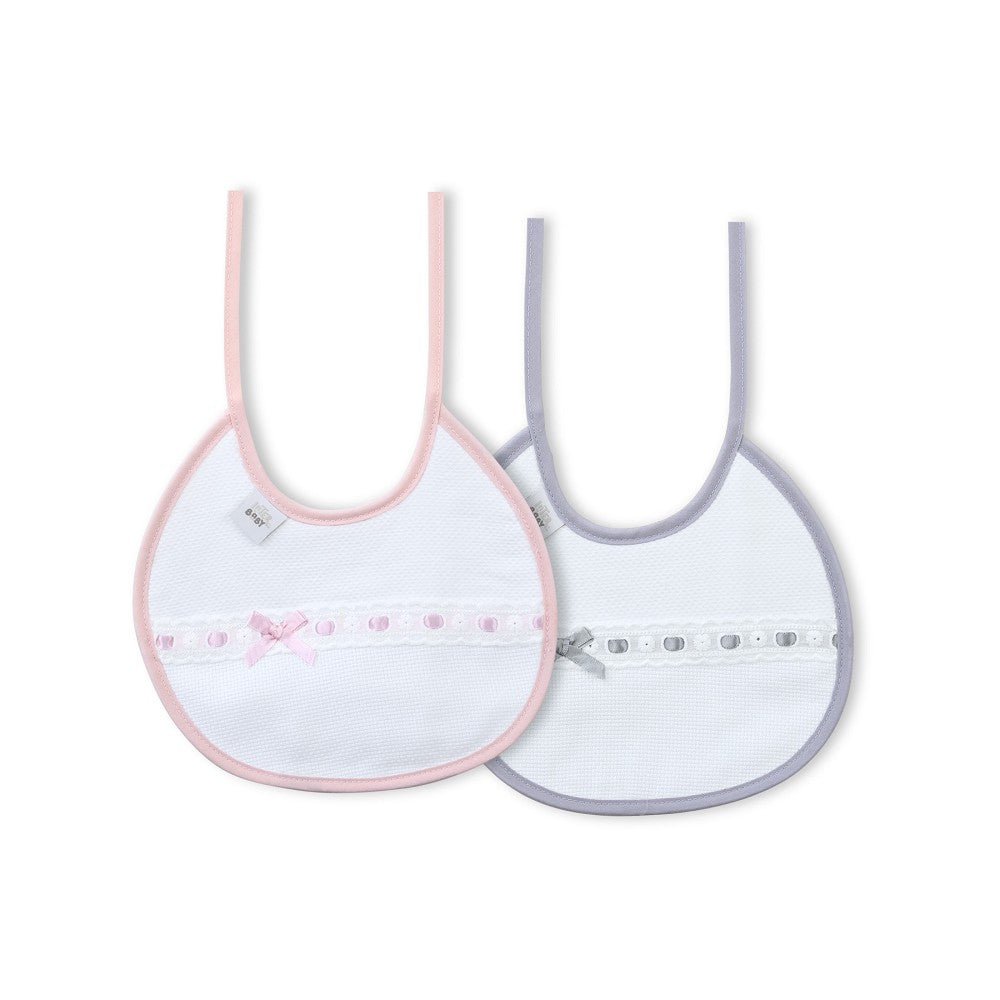 Babete (Pack 2 Unidades) 100% Algodão Cinza & Rosa H Interbaby
