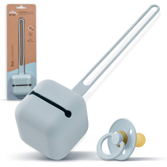 Porta Chupeta De Silicone Azul Cinzento Interbaby