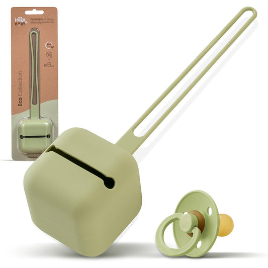 Porta Chupeta De Silicone Verde Oliva Interbaby