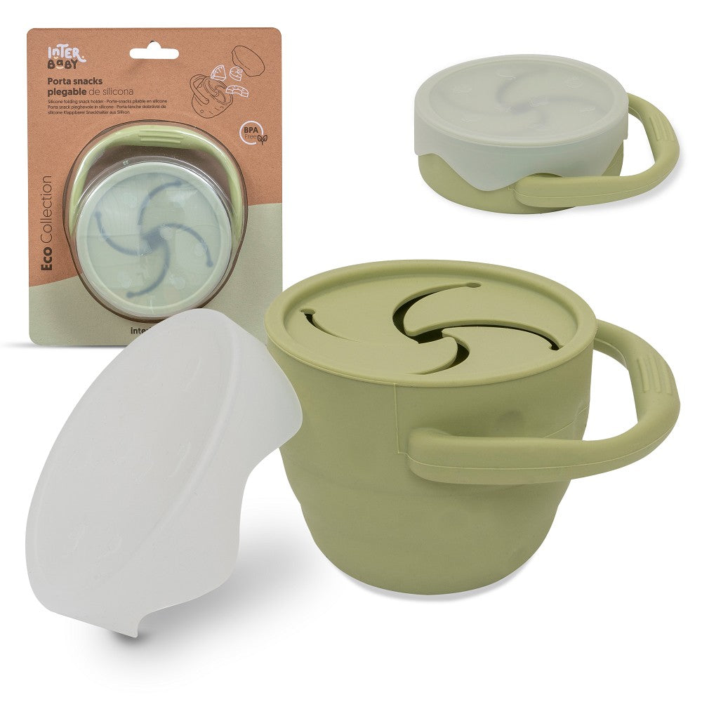 Porta Lanches Dobravel De Silicone Verde Oliva Interbaby