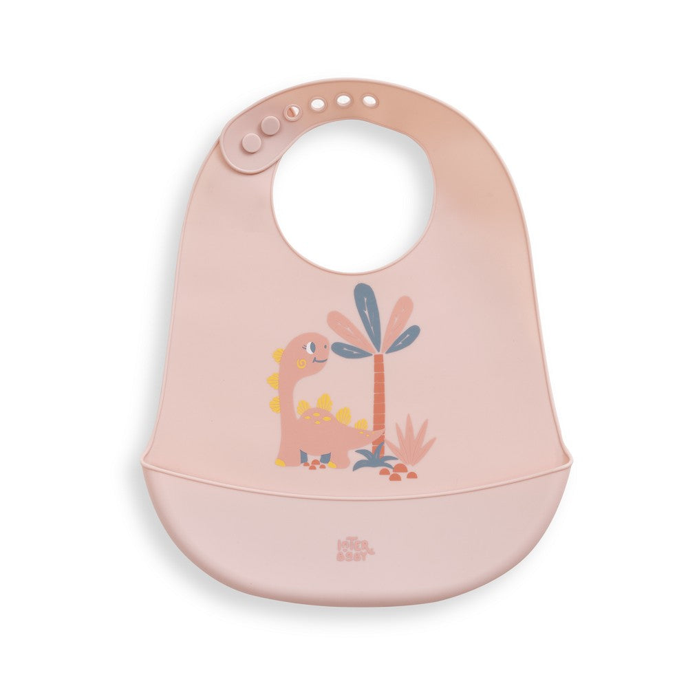 Babete em Silicone Dinossauro Rosa Interbaby