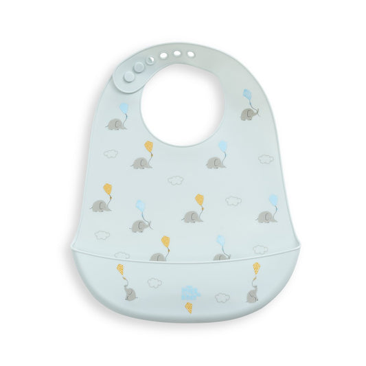 Babete em Silicone Elefante Azul-Cinza Interbaby