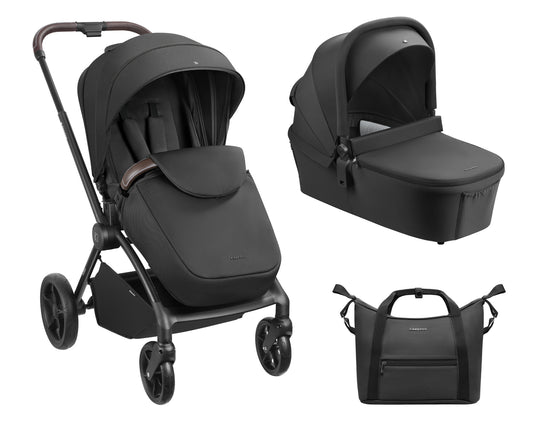 Carrinho de bebé Kara 2 em 1 com alcofa, preto,