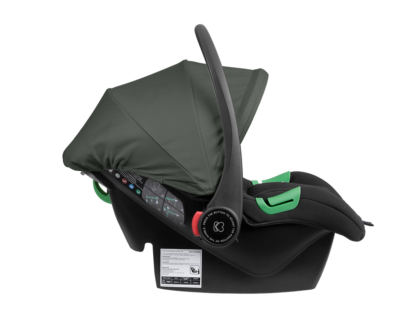 Carrinho de bebé 3 em 1 Ava verde militar com alcofa