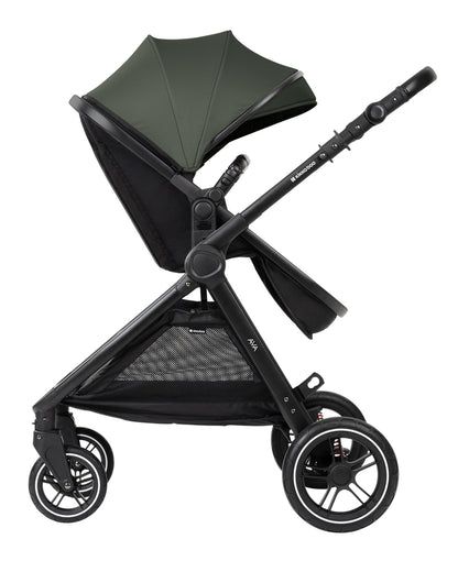 Carrinho de bebé 3 em 1 Ava verde militar com alcofa