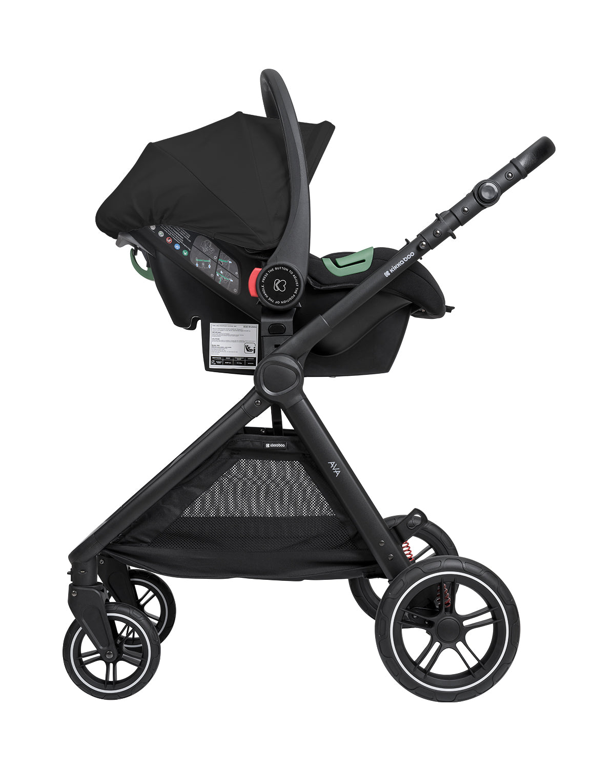 Carrinho de bebé Ava 3 em 1 com alcofa, preto