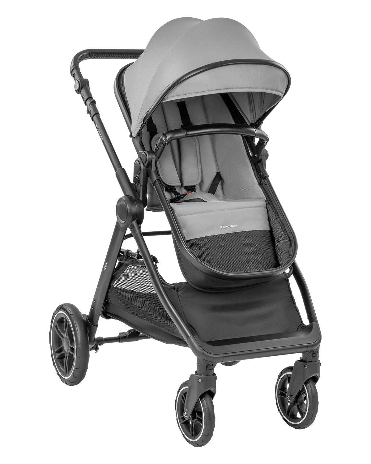 Carrinho de bebé 3 em 1 Ava Grey com alcofa Kikkaboo