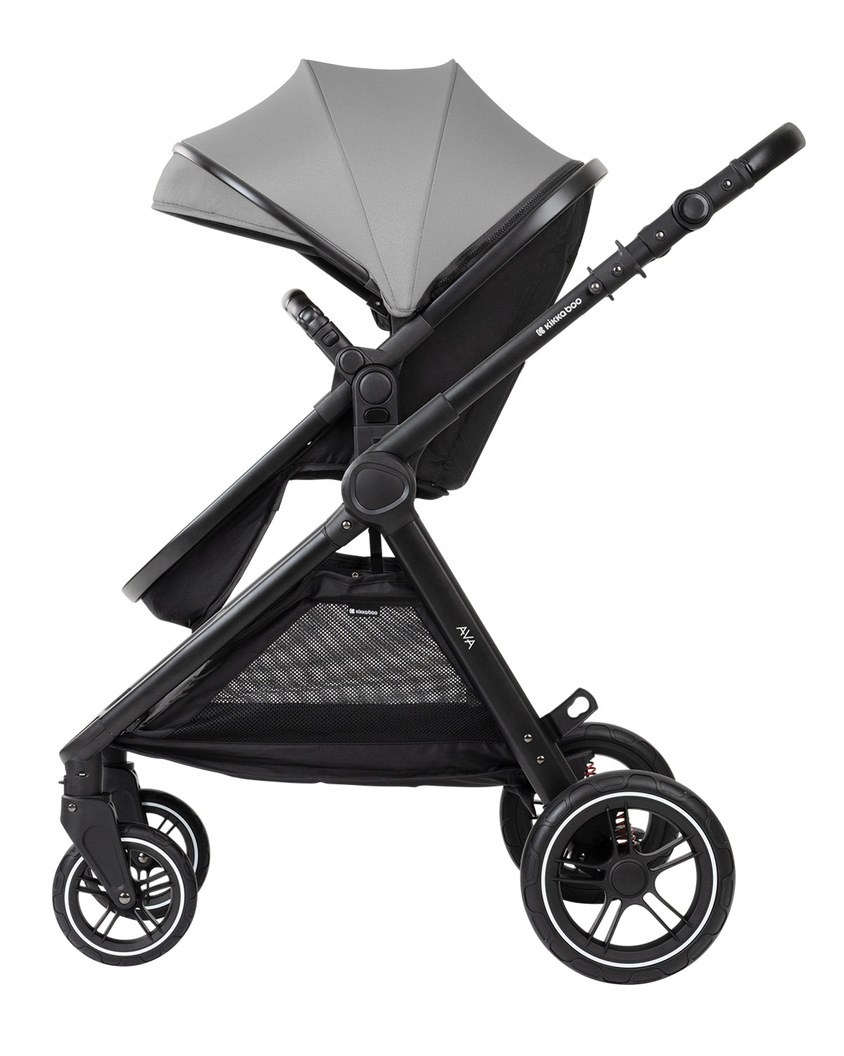 Carrinho de bebé 3 em 1 Ava Grey com alcofa Kikkaboo