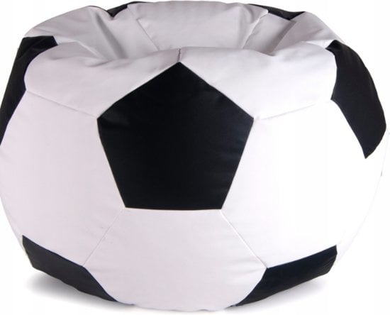 Cadeira lounge tipo puff em pele sintética design futebol preto e branco