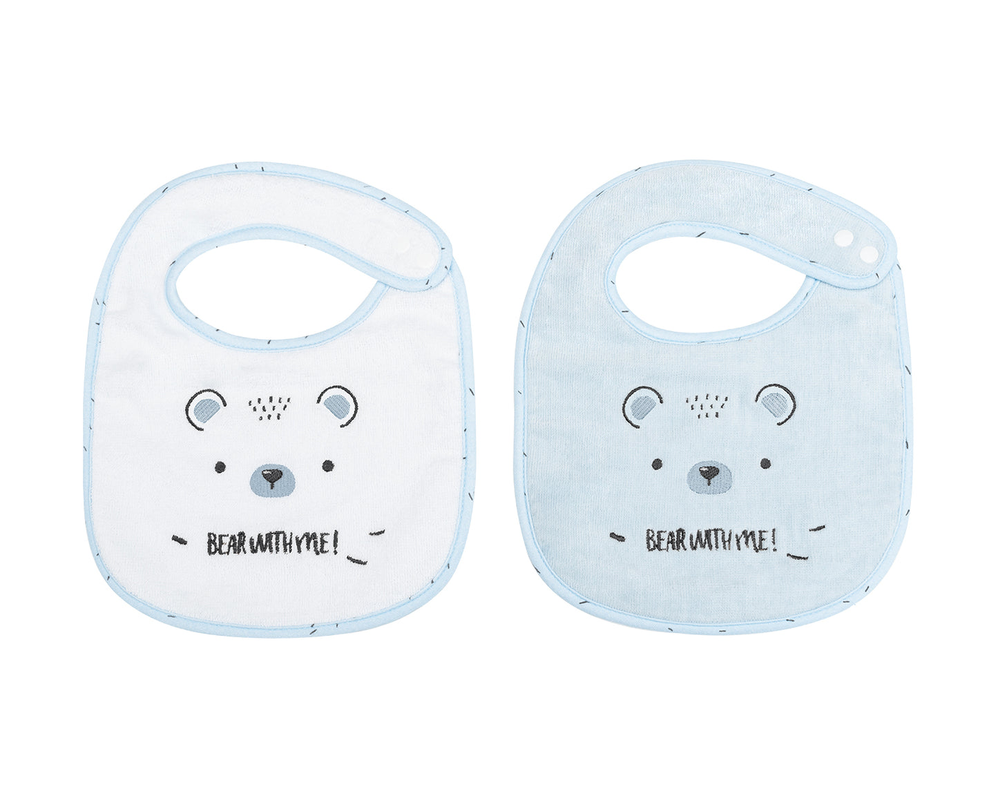 Conjunto de 2 babetes em tecido turco e veludo Bear with me Blue