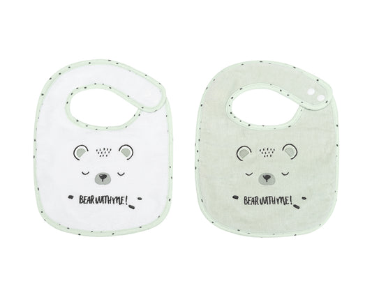 Conjunto de 2 babetes em tecido turco e veludo Bear with me Mint